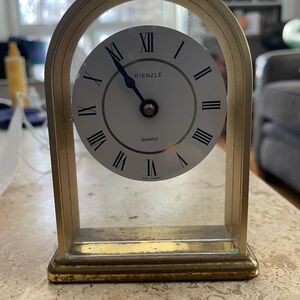 Vintage Brass Kienzle Gold Clock with Black Roman Numerals